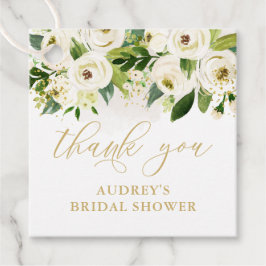 ホワイト＆ゴールドの花柄、感謝の気持ちを伝えるタグ フェイバータグ