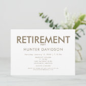 ホワイト&ゴールドの退職パーティー 招待状 (スタンド正面)
