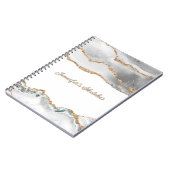ホワイト&ゴールドグリッターアゲートガールズパーソナライズ ノートブック (左側)
