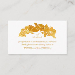 ホワイト&ゴールドフェイク・フォイル・バロックの結婚ウェブサイト エンクロージャーカード