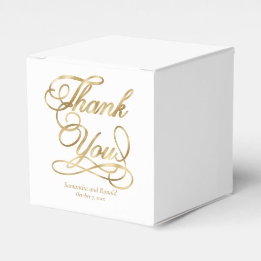 ホワイト&ゴールドフォイルありがとう書結婚道 フェイバーボックス (正面サイド)