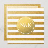ホワイト&ゴールドフォイルストライプの結婚式招待状 招待状 (正面/裏面)