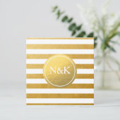 ホワイト&ゴールドフォイルストライプの結婚式招待状 招待状 (スタンド正面)