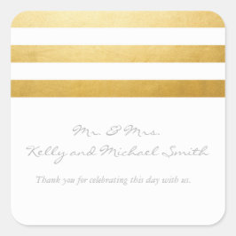 ホワイト&ゴールドフォイルストライプステッエレガントカー スクエアシール
