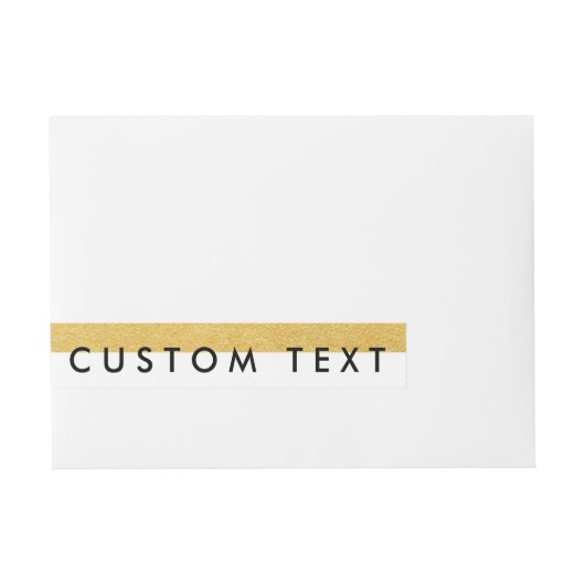 ホワイト&ゴールドフォイルストライプ招待状ラップのまわりにラベル ラップアラウンド宛名ラベル (正面)