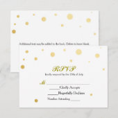 ホワイト&ゴールドフォイルドットRSVP結婚のカード 出欠カード (正面/裏面)