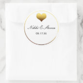 ホワイト&ゴールドフォイルハートラウンドステッカーラベルの好意 ラウンドシール (バッグ)