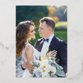 ホワイト&ゴールドフォイル書道写真表番号 箔招待状 (裏面)