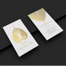 ホワイト&ゴールドフォイル菩提葉ヨガ瞑想ポーズ