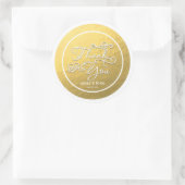 ホワイト&ゴールドフォイルTHANK YOU Type 結婚's Sticker ラウンドシール (バッグ)