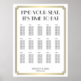 ホワイト ゴールド アートデコ ウェディング 席次表 ポスター