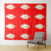 ホワイト&ゴールド オーナメント レッド タペストリー (インサイチュ(横))