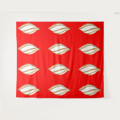 ホワイト&ゴールド オーナメント レッド タペストリー (正面(横))