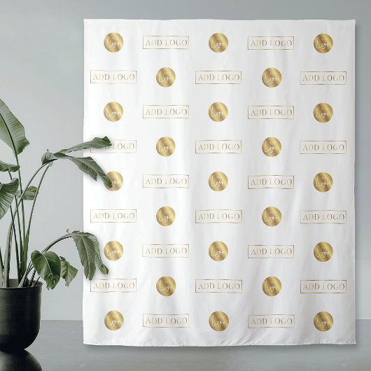 ホワイト&ゴールド ツーロゴ ステップ&リピート イベント タペストリー