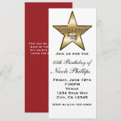 ホワイト＆ゴールド ハリウッドスター レトロ 招待状 (正面/裏面)