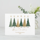 ホワイト＆ゴールド ミニマル モダン クリスマス ツリー 招待状 (スタンド正面)