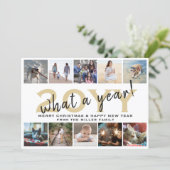 ホワイト＆ゴールド モダン10 フォト コラージュ  なんて1年だ！ シーズンカード (スタンド正面)