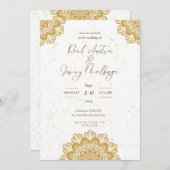 ホワイト ゴールド モダン 招待状 (正面/裏面)