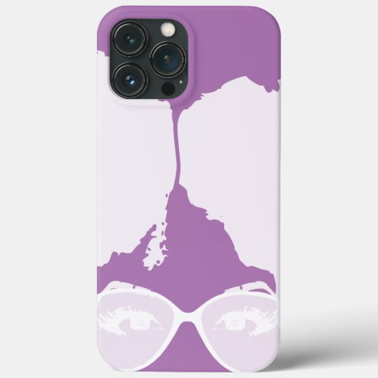 ホワイト・サングラス付きアフロの紫色の女の子 Case-Mate iPhoneケース (裏面)