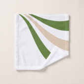 ホワイト、サンド、パームグリーン波 バスタオルセット (ウォッシュタオル)