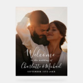 ホワイト シグネチャー スクリプト フォト ウェディング ウェルカム アクリルサイン (正面)