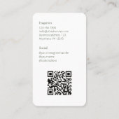 ホワイト/シックなダークセージ緑の写真ソーシャルQRコード 名刺 (裏面)