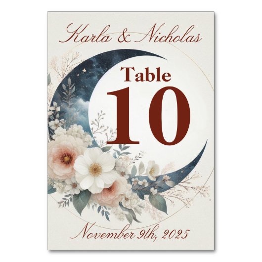 ホワイト&シナモンムーンフラワー結婚ズ テーブルナンバー (正面)
