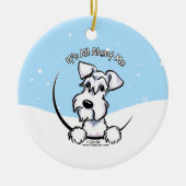 ホワイト・シュナウザー・ザ・オール・ア・バウ・マイ・クリスマス セラミックオーナメント (正面)