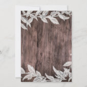 ホワイト＆シルバーの葉の冬のウェディング　ラスティックウッド 招待状 (裏面)