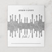 ホワイト&シルバーグリッタードリップウェディング プレイスカード (外部開封)