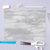 ホワイト&シルバーグリッターマーブルテクスチャプリント 薄葉紙 (クラフト)
