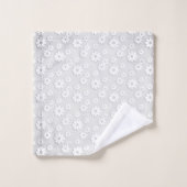 ホワイト&シルバーグレーフローラ バスタオルセット (ウォッシュタオル)