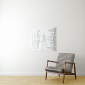 ホワイト&シルバーブライダルシャワー背景フォトブース タペストリー (インサイチュ(横))