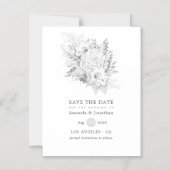 ホワイト&シルバーヴィンテージバラウェディング日付を保存 マグネット招待状 (正面)