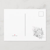 ホワイト&シルバーヴィンテージバラウェディング日付を保存 案内ポストカード (裏面)