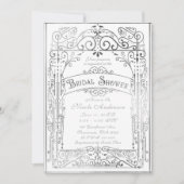 ホワイト&シルバーヴィンテージビクトリアンブライダルシャワー 招待状 (正面)
