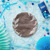 ホワイト&シルバー葉ズ&ウ素朴ィードエレガント ペーパープレート (パーティー)