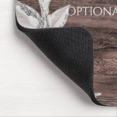 ホワイト&シルバー葉ズ&ウ素朴ィードエレガント マウスパッド (コーナー)