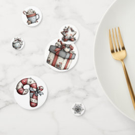 ホワイト シルバー レッド ホリデー クリスマス テーマ コンフェッティ