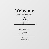 ホワイト シンプル ウェルカム ホーム WiFi メタル ウィンドウサイン (シート)