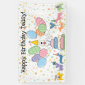 ホワイト シープアードゥードル 犬の誕生日パーティー 横断幕 (縦)