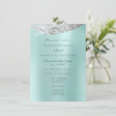 ホワイト スウィート16 ブライダル ドレス アクア ブルー 招待状 (スタンド正面)