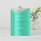 ホワイト スウィート16 ブライダル ドレス グレー ミント ダイヤモンド 招待状 (スタンド正面)