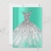 ホワイト スウィート16 ブライダル ドレス グレー ミント ダイヤモンド 招待状 (裏面)