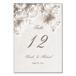 ホワイト スカルプチャード フラワーズ ウェディング テーブルナンバー
