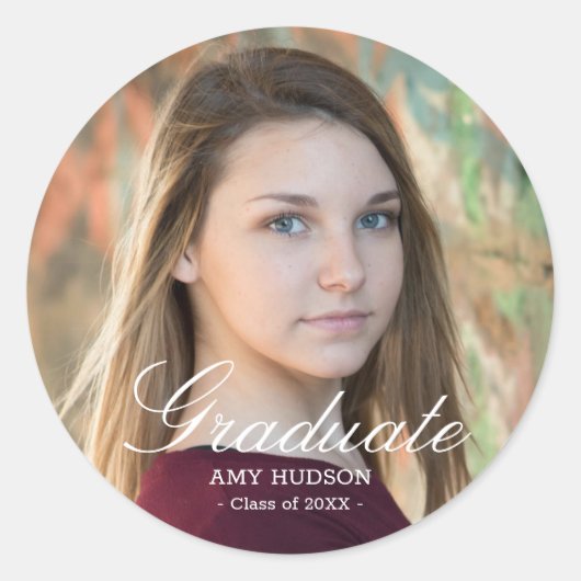 ホワイト・スクリプト大学院カスタム写真 ラウンドシール (正面)