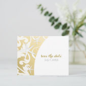 ホワイト スターフィッシュ ゴールド ビーチ ウェディング セーブ ザ デート 案内ポストカード (スタンド正面)