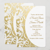 ホワイト スターフィッシュ ゴールド ビーチ ウェディング 招待状 (正面/裏面)