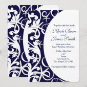 ホワイト スターフィッシュ ダークブルー ビーチ ウェディング 招待状 (正面/裏面)