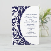 ホワイト スターフィッシュ ダークブルー ビーチ ウェディング 招待状 (スタンド正面)